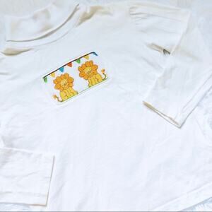 Southern Preppy Smocked Chest Circus Lion Turtleneck Shirt
